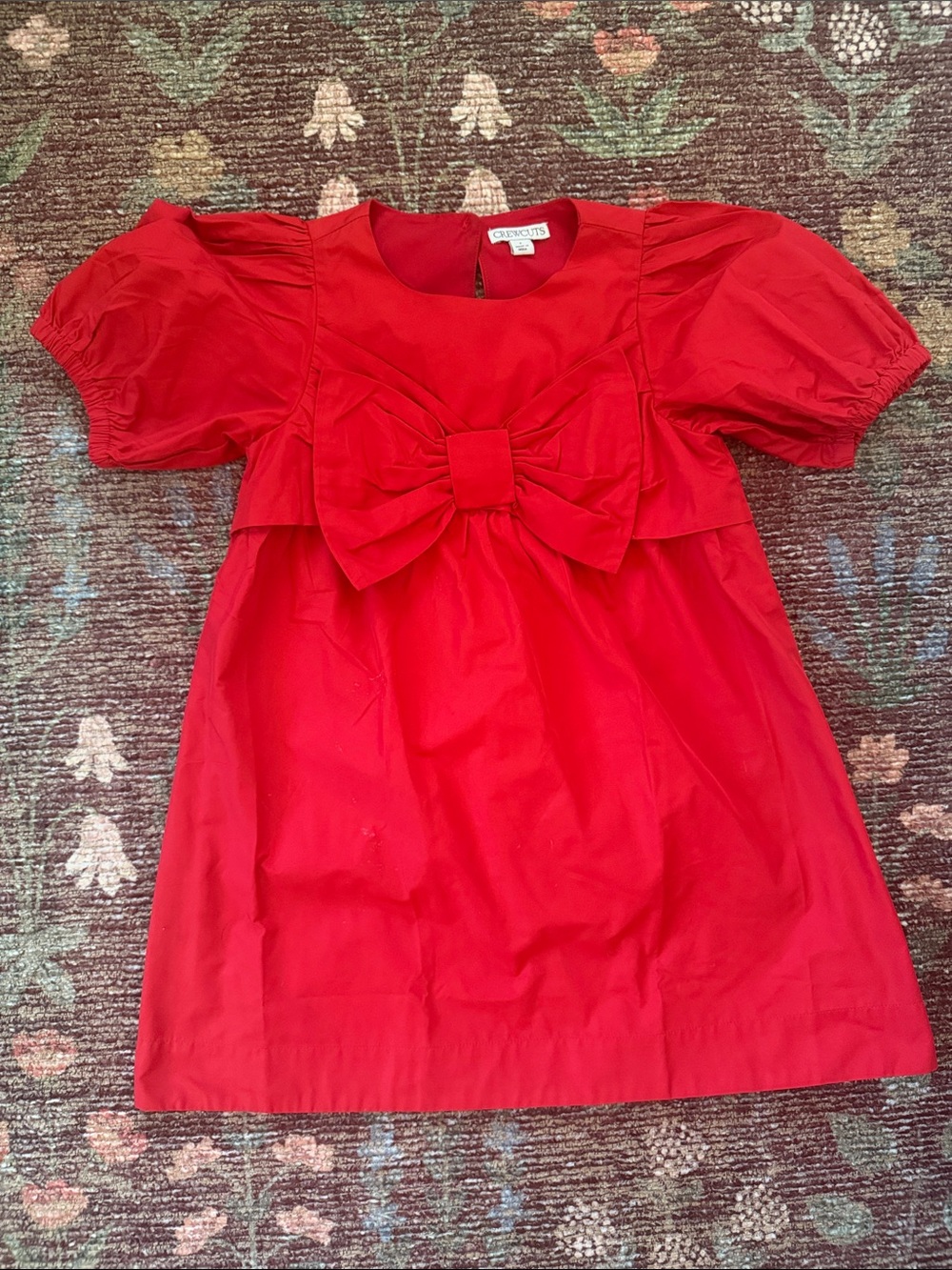 Crewcuts Bright Red Puff-Sleeve Dress with Front Bow